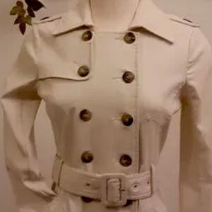 Rampage Trench raincoat double Breasted yoked belted cream